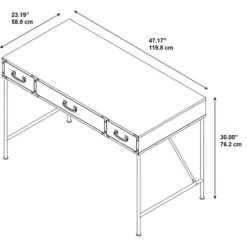 Kathy Ireland® Home By Bush Furniture Ironworks 48W Writing Desk, Vintage Golden Pine (KI50101-03) -Ergot Office Furniture Shop m007138146 s7