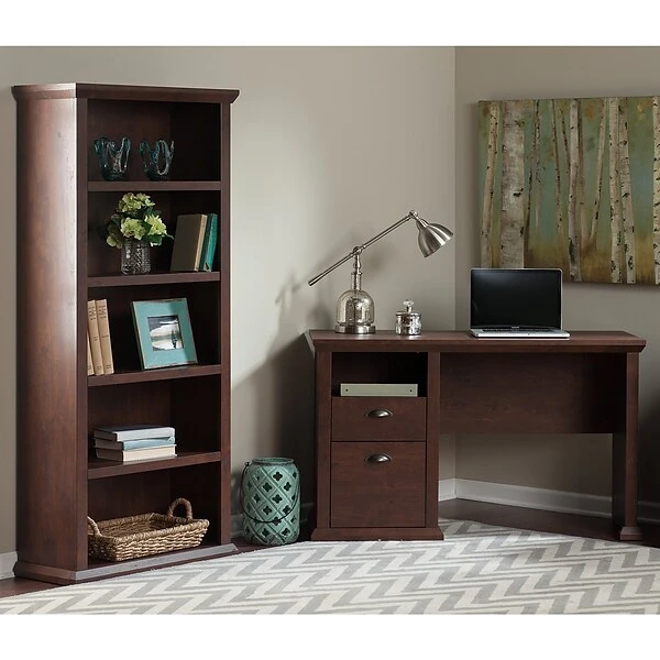 Bush Furniture Yorktown Home Office Desk And Bookcase, Antique Cherry (YRK010ANC) 1 Bush Furniture Yorktown Home Office Desk And Bookcase, Antique Cherry (YRK010ANC)