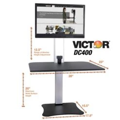 Victor Technology 28" W High Rise™ Electric Single Monitor Standing Desk, Laminate Wood (DC400) -Ergot Office Furniture Shop m007201958 s7