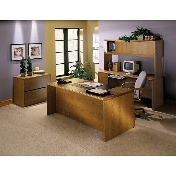 HON® 10700 Series Office Suite In Mahogany,"L" Workstation Left Return, Order Right Desk 1 HON® 10700 Series Office Suite In Mahogany,"L" Workstation Left Return, Order Right Desk