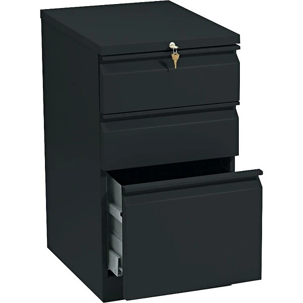 HON® Brigade® 3 Drawer Vertical File Cabinet, Black, Letter, Mobile, 20"D (HON33720RP) 2 HON® Brigade® 3 Drawer Vertical File Cabinet, Black, Letter, Mobile, 20"D (HON33720RP) - Image 2