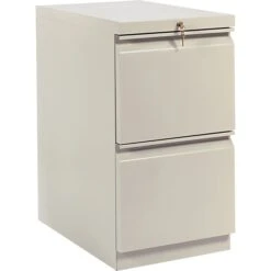 HON Brigade Mobile Pedestal, 2 File Drawers, Radius Pull, 15"W, Putty Finish,