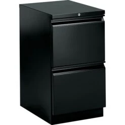 HON Brigade™ Series Vertical Mobile File Cabinet With "R" Pull, Letter, 2-Drawer, Black, 20"D
