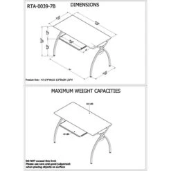 Techni Mobili Glass Top Computer Desk With Pull-Out Keyboard Panel, Clear -Ergot Office Furniture Shop s0364066 s7