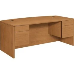 HON® 10500 Series Office Collection In Harvest, Double Pedestal Desk With Bow Top, 72"W X 36"D