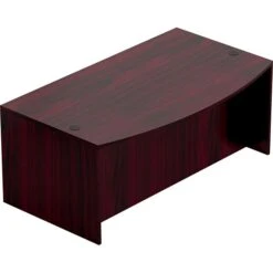 Global Offices To Go® Superior Laminate Desking Bow-Front Desk Shell, American Mahogany, 29 1/2"Hx71"Wx42"D