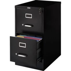 Quill Brand® 2-Drawer Vertical File Cabinet, Locking, Letter, Black, 22"D (22335D)
