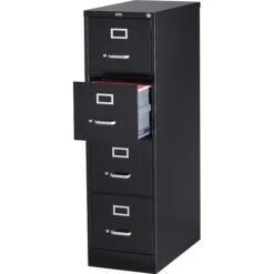 Quill Brand® 4-Drawer Vertical File Cabinet, Locking, Letter, Black, 25"D (25164D)