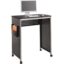 Safco® Scoot™ Stand-Up Workstation, Black/Silver, 41 3/4"H X 38 1/2"W X 23 1/4"D