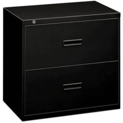 HON Lateral File, 2 Drawers, Molded Pull, 36"W, Black Finish (BSX482LP)