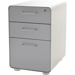 Stow 3-Drawer File Cabinet, White + Light Gray -Ergot Office Furniture Shop s0895687 s7