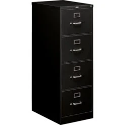 HON 510 Series 4-Drawer Vertical File Cabinet, Locking, Legal, Black, 25" (H514CPP)