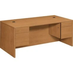 HON® 10500 Series Double Pedestal Rectangle Desk, Harvest, 29 1/2"H X 72"W X 36"D