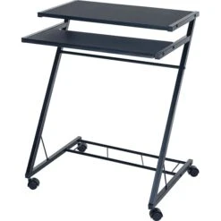 Trademark 80-CT10080 Steel Mobile Rolling Cart Compact Computer Desk, Black
