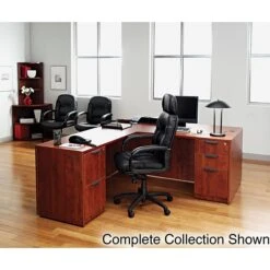 Alera™ Valencia Series Executive Suites In Medium Cherry, Bow Front Desk Shell