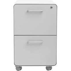 Poppin White + Light Gray Stow File Cabinet With Casters, 2-Drawer, Letter/Legal Size -Ergot Office Furniture Shop s0948559 s7