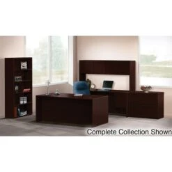 HON 10500 Series 72"W Left Pedestal Desk, Mahogany (H10586LNN) -Ergot Office Furniture Shop s0974163 s7 2