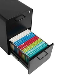 Poppin Two Drawer Stow All Black File Cabinet
