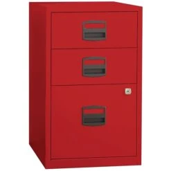 Bisley 3 Drawer Vertical File, Red, Letter, 17''W (FILE3-RD)