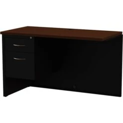 Quill Brand® Modular Desk Left Return, Black/Walnut, 24"Wx48"D