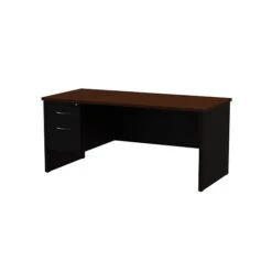 Quill Brand® 66" Modular Left Single Pedestal Desk, Black/Walnut (UN28449)