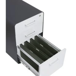 Poppin Stow 3-Drawer File Cabinet, Rolling Cabinet With Casters, Letter/Legal, Charcoal/White, 20"D (103698) -Ergot Office Furniture Shop s1037055 s7