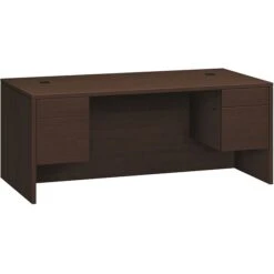 HON 10500 Series Double Pedestal Desk, 4 File Drawers, 72"W, Mocha Finish (HON10593MOMO)