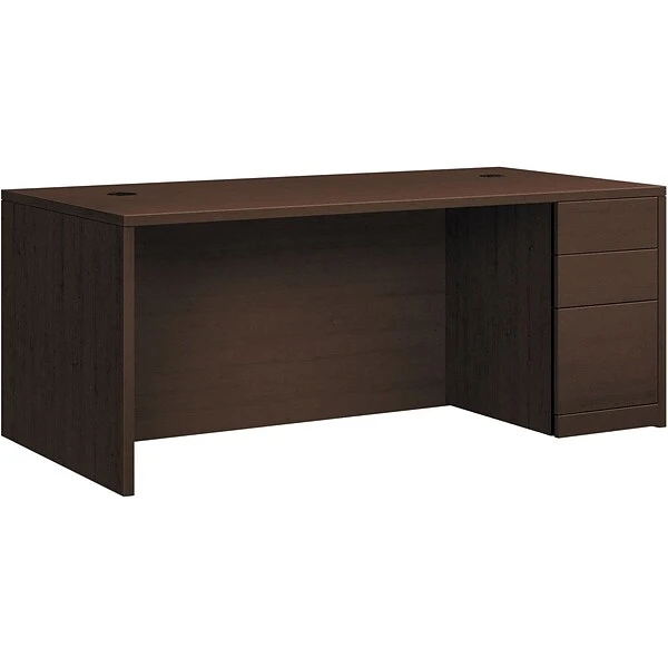 HON 10500 Series Right Pedestal Desk, 2 Box/1 File Drawer, 72"W, Mocha Finish 1 HON 10500 Series Right Pedestal Desk, 2 Box/1 File Drawer, 72"W, Mocha Finish