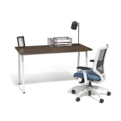 Union & Scale™ Lewis 29"H X 54"W Laminate Office And Computer Writing Desk, Dark Walnut, Tool-Less Assembly (UN55691-CC) -Ergot Office Furniture Shop s1204247 s7
