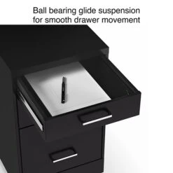 Quill Brand® 3-Drawer Vertical File Cabinet, Locking, Letter, Black, 19"D (52156) -Ergot Office Furniture Shop s1212863 s7