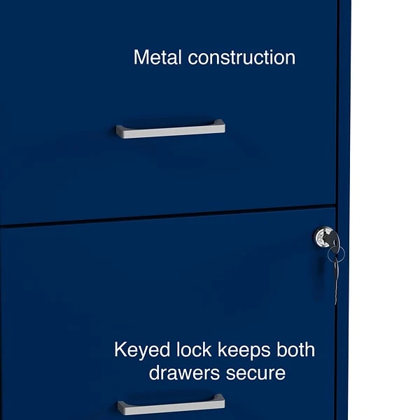 Quill Brand® 2-Drawer Light Duty Vertical File Cabinet, Locking, Letter, Blue, 18" (24362) 4 Quill Brand® 2-Drawer Light Duty Vertical File Cabinet, Locking, Letter, Blue, 18" (24362) - Image 4