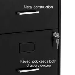 Quill Brand® 2-Drawer Vertical File Cabinet, Locking, Letter, Black, 18"D (52142) -Ergot Office Furniture Shop s1212870 s7