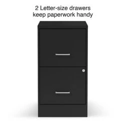 Quill Brand® 2-Drawer Vertical File Cabinet, Locking, Letter, Black, 22"D (52153)