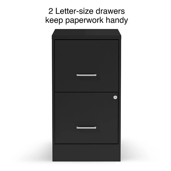 Quill Brand® 2-Drawer Vertical File Cabinet, Locking, Letter, Black, 22"D (52153) 1 Quill Brand® 2-Drawer Vertical File Cabinet, Locking, Letter, Black, 22"D (52153)