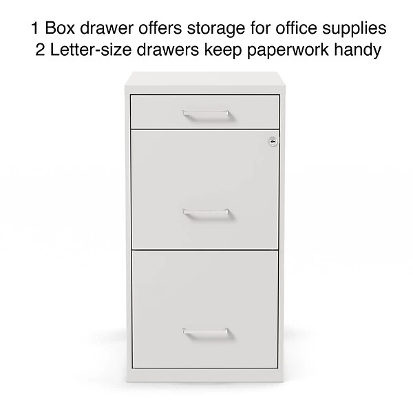 Quill Brand® 3-Drawer Vertical File Cabinet, Locking, Letter, White, 18"D (52144) 1 Quill Brand® 3-Drawer Vertical File Cabinet, Locking, Letter, White, 18"D (52144)