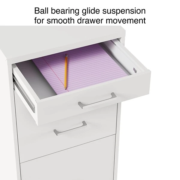 Quill Brand® 3-Drawer Vertical File Cabinet, Locking, Letter, White, 18"D (52144) 3 Quill Brand® 3-Drawer Vertical File Cabinet, Locking, Letter, White, 18"D (52144) - Image 3