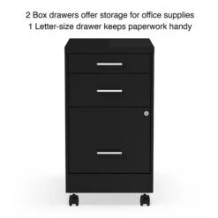 Quill Brand® 3-Drawer Vertical File Cabinet, Locking, Letter, Black, 19"D (52156)