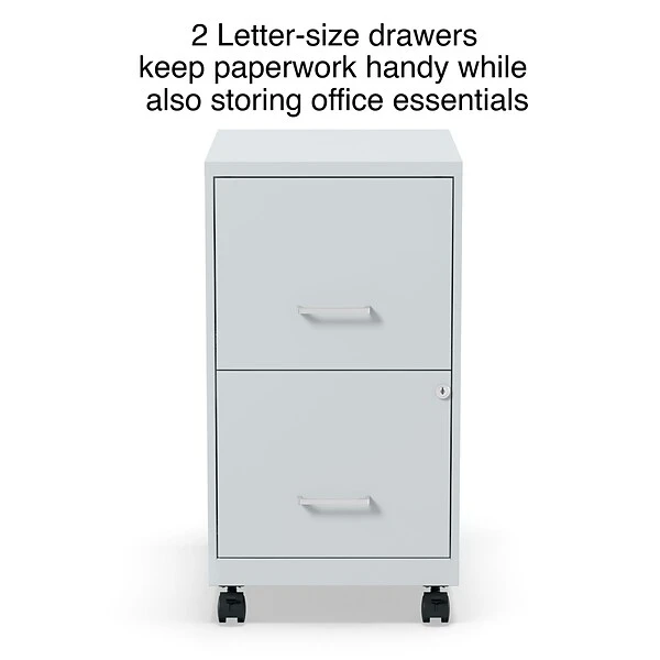 Quill Brand® 2-Drawer Light Duty Vertical File Cabinet, Locking, Letter, Gray, 18" (24363) 1 Quill Brand® 2-Drawer Light Duty Vertical File Cabinet, Locking, Letter, Gray, 18" (24363)