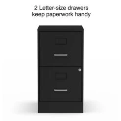 Quill Brand® 2-Drawer Vertical File Cabinet, Locking, Letter, Black, 18"D (52142)