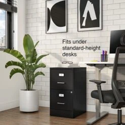 Quill Brand® 2-Drawer Vertical File Cabinet, Locking, Letter, Black, 18"D (52142) -Ergot Office Furniture Shop s1212919 s7