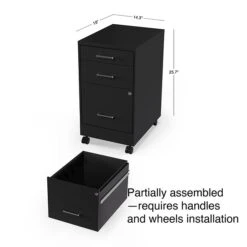 Quill Brand® 3-Drawer Vertical File Cabinet, Locking, Letter, Black, 19"D (52156) -Ergot Office Furniture Shop s1212939 s7
