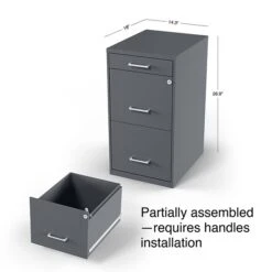 Quill Brand® 3-Drawer Vertical File Cabinet, Locking, Letter, Charcoal, 18"D (18606) 12 Quill Brand® 3-Drawer Vertical File Cabinet, Locking, Letter, Charcoal, 18"D (18606) -Ergot Office Furniture Shop s1212954 s7