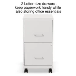 Quill Brand® 2-Drawer Vertical Mobile File Cabinet, Locking, Letter Size, White, 18''D (19634)