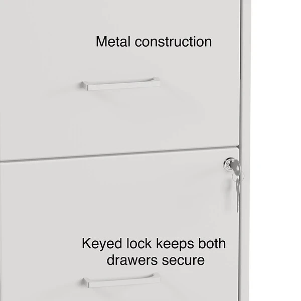 Quill Brand® 2-Drawer Vertical Mobile File Cabinet, Locking, Letter Size, White, 18''D (19634) 4 Quill Brand® 2-Drawer Vertical Mobile File Cabinet, Locking, Letter Size, White, 18''D (19634) - Image 4