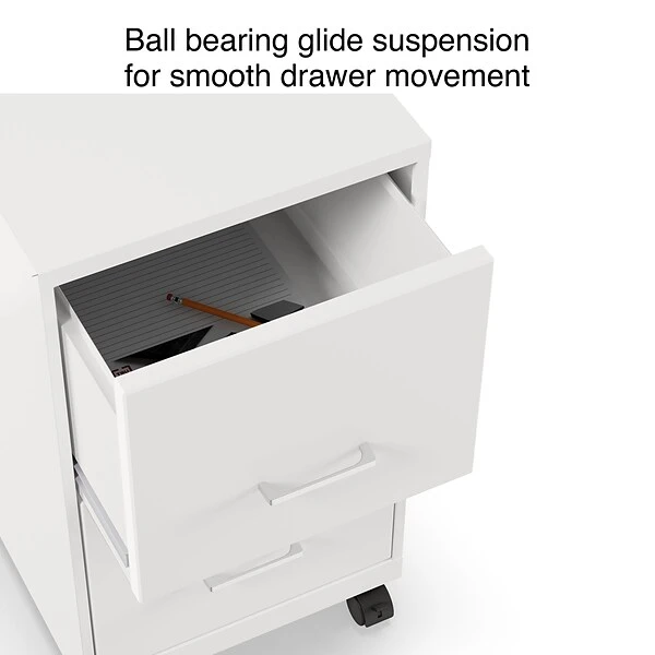 Quill Brand® 2-Drawer Vertical Mobile File Cabinet, Locking, Letter Size, White, 18''D (19634) 3 Quill Brand® 2-Drawer Vertical Mobile File Cabinet, Locking, Letter Size, White, 18''D (19634) - Image 3