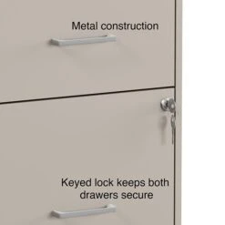 Quill Brand® 2-Drawer Vertical File Cabinet, Locking, Letter, Putty/Beige, 18"D (52150) -Ergot Office Furniture Shop s1212975 s7