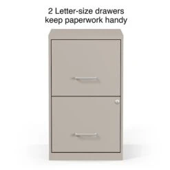 Quill Brand® 2-Drawer Vertical File Cabinet, Locking, Letter, Putty/Beige, 18"D (52150)