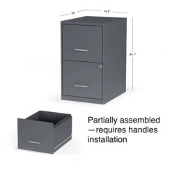 Quill Brand® 2 Drawer Vertical File Cabinet, Locking, Letter, Graphite, 18''D (14443/17783) -Ergot Office Furniture Shop s1212978 s7
