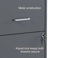 Quill Brand® 2 Drawer Vertical File Cabinet, Locking, Letter, Graphite, 18''D (14443/17783) -Ergot Office Furniture Shop s1212981 s7