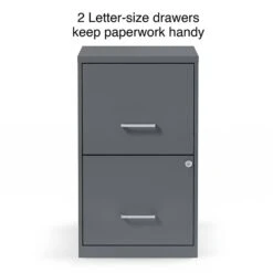 Quill Brand® 2 Drawer Vertical File Cabinet, Locking, Letter, Graphite, 18''D (14443/17783)